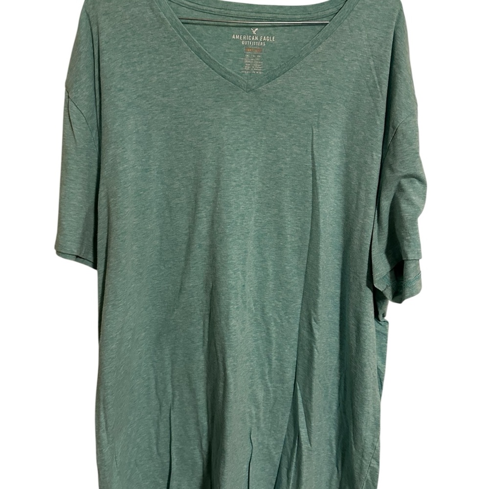 American Eagle Outfitters Teal V-Neck Tee